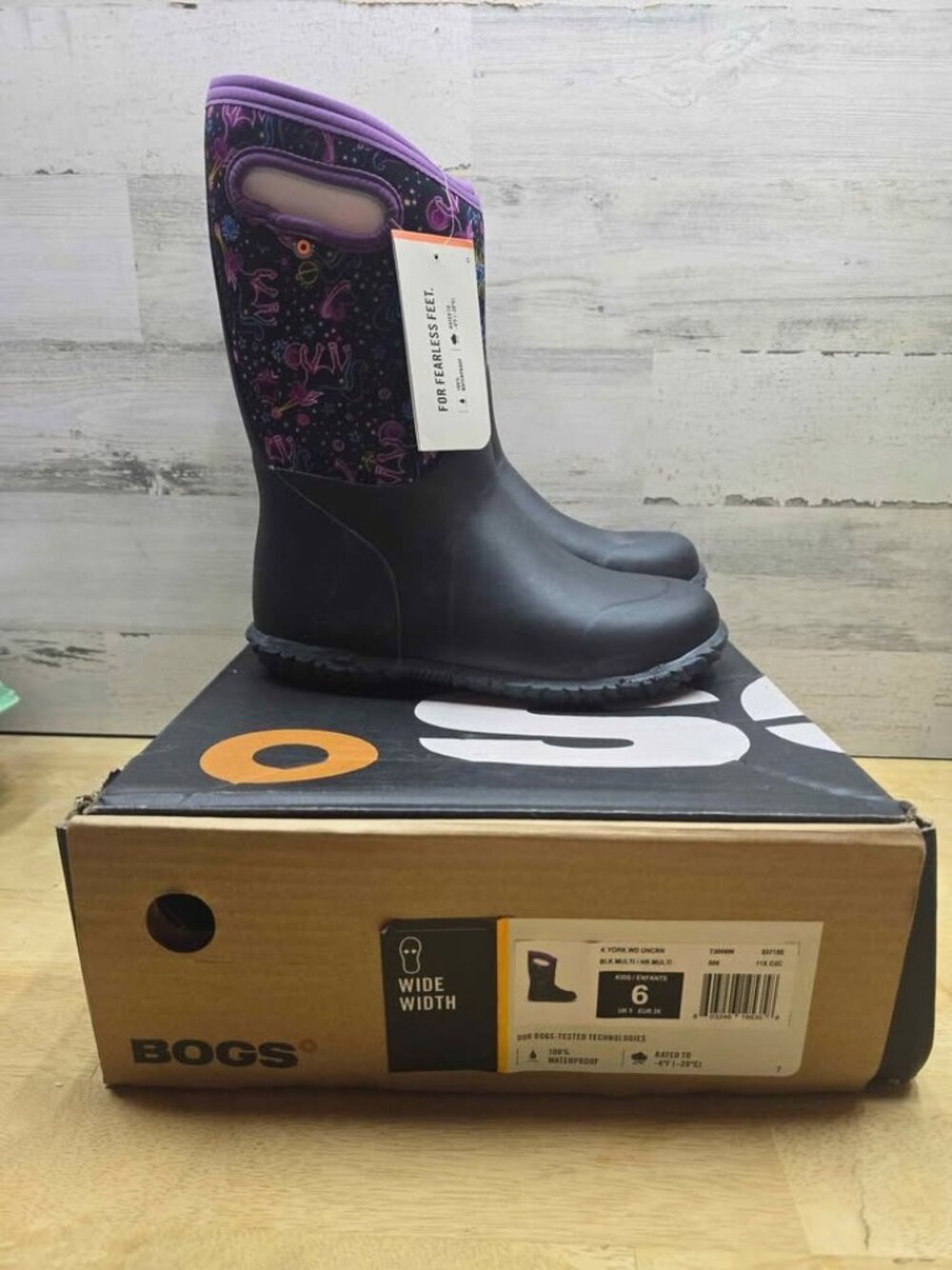 Bogs Bloom Black Multi Unicorn Waterproof Insulated Pull On Boots Youth Kids 6